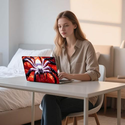 Aesthetic Laptop Skin Sticker, Giant White Spider in Fiery Abyss Waterproof Vinyl Laptop Decal, Removable Bubble Free, Reusable Protective Cover for 13 14 15 15.6 Inch - color: Giant White Spider in Fiery Abyss