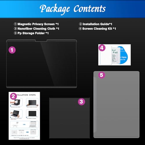 PYS Privacy Screen for Surface Laptop 5/4/3/2/1, 13.5 Inch | Magnetic, Detachable, Privacy Screen Protector, Matte Finish, Anti-Glare - size: SF 13.5 Inch