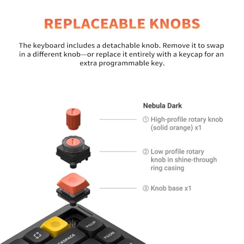NuPhy Air75 V3 Low Profile Mechanical Keyboard with knob,75% Custom Hot-Swap Wireless Keyboard with Gasket Mount,RGB Backlit,Multi-Device Bluetooth/2.4GHz/USB-C for Mac Windows,Black-Blush nano switch - color: Black, size: Blush nano Switch