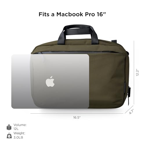 ALPAKA Elements Tech Brief Pro 12L Laptop Briefcase Backpack Green | For 16-inch Laptop, Detachable & Hidden Strap, Luggage Pass-Through, YKK AquaGuard Zipper, Weatherproof Fabric Axoflux 600D