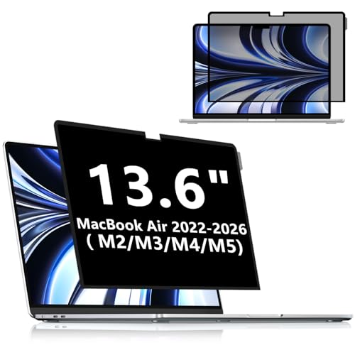 MacBook Air M2 13.6-inch Screen Protector, Privacy Shield, 2022 Release (A2681), Polyethylene Terephthalate, 1 Piece | Model A3240 A3113 A2681, Removable Mac Air 13.6" Privacy Screen Shield Anti-Spy/Bubble Free/Easy On/Off - size: Mac Air 13.6" (2022-2024