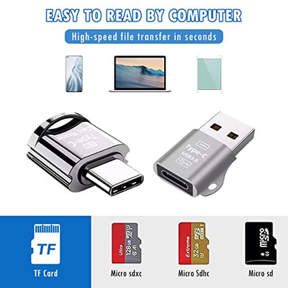 USB C Micro SD Card Reader with Keychain – USB-C to Micro SD/TF Card Reader with USB 3.0 Adapter, High-Speed OTG Reader for MacBook, iPad Pro, Galaxy, iPhone 15, Laptop, Tablet & Phone