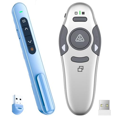 QUI Presenter Clicker Bundle | BK600 Slim-Shaped USB A Blue & Remote-Shaped USB A Silver