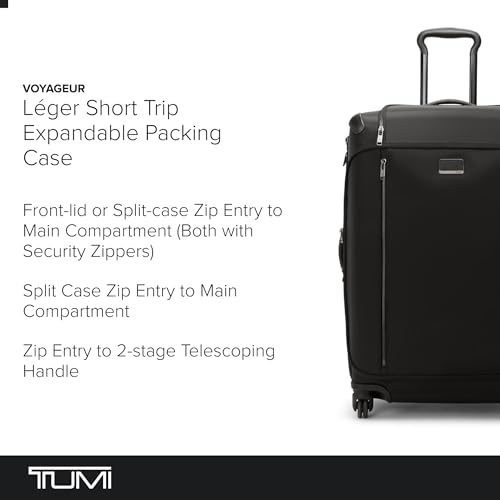 TUMI - Voyageur Leger 4 Wheeled Luggage - Women's Lightweight and Spacious, Sleek Silhouette, Durable Premium Suitcase - 26" Medium Dual Access Expandable Checked, Black with Gunmetal Hardware - color: BLACK/GUNMETAL, style: 26" Short Trip Expandable Pack