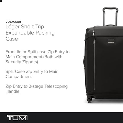 TUMI - Voyageur Leger 4 Wheeled Luggage - Women's Lightweight and Spacious, Sleek Silhouette, Durable Premium Suitcase - 26" Medium Dual Access Expandable Checked, Black with Gunmetal Hardware - color: BLACK/GUNMETAL, style: 26" Short Trip Expandable Pack