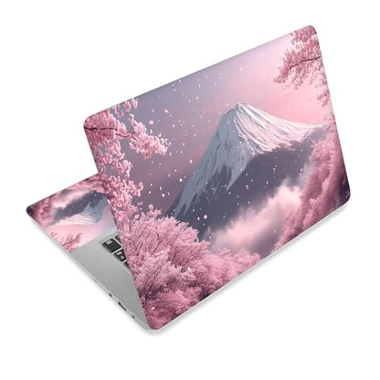 Universal Laptop Skin Sticker Decal,15.6 Inch Laptop Vinyl Cover for 13" 14" 15.6" Laptop,Waterproof Scratch-Resistant Protector Wrap,Reusable with Wrist Pads,Cherry Fuji Peak - color: Cherry Fuji Peak