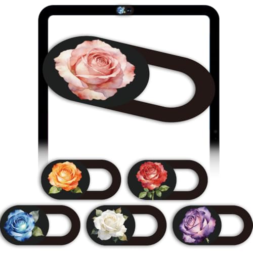 6Pcs 6 Styles Camera Cover Slide Flowers Webcam Privacy Cover 0.04 Inch Ultra Thin for Mini PC Phone Laptop Desktop Tablet Rose Plastic Durable Privacy Protectors for Home Office Work Use - color: Rose