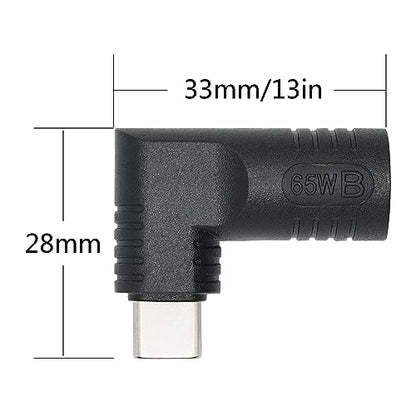 Right Angle DC 7406 to USB C Connector Adapter, 90 Degree PD 65W DC 7.4mm x 0.6mm to USB Type C Male Plug Power Charge Adapter for Laptop, Phone - Black - style: DC 7406 to USB Type c