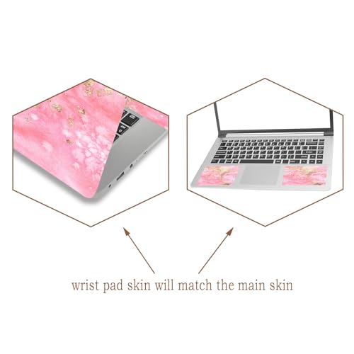 Laptop Skin Sticker Decal,12" 13" 13.3" 14" 15" 15.4" 15.6 inch Laptop Vinyl Skin Sticker Cover Art Protector Notebook PC (2 Wrist Pad Skins Included), Waterproof Removable, Pink Golden Marble - color: Pink Golden Marble