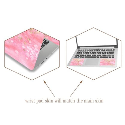 Laptop Skin Sticker Decal,12" 13" 13.3" 14" 15" 15.4" 15.6 inch Laptop Vinyl Skin Sticker Cover Art Protector Notebook PC (2 Wrist Pad Skins Included), Waterproof Removable, Pink Golden Marble - color: Pink Golden Marble