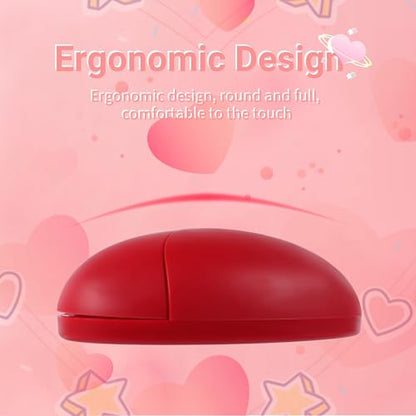 elec Space Wireless Bluetooth Mouse, Silent and Stylish Heart-Shaped Mouse for Laptop, PC - 10m Range (Red) - color: red