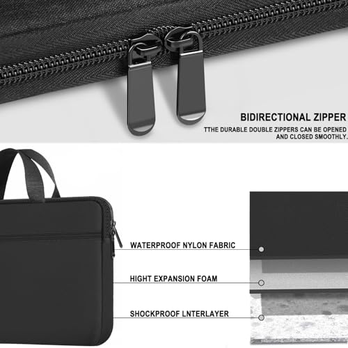 Laptop Bag 15.6 Inch, Durable Briefcase Handbag Protective Computer Case | Laptop Sleeve with Front Pocket, Water Resistant Carrying Computer Sleeve Compatible with HP, Dell, Lenovo, Asus, Black