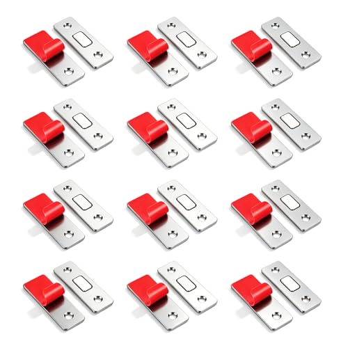 Cabinet Door Catch -12 Pack Ultra Thin Cabinet Door Magnetic Catch,Cabinet Magnets,Adhesive Drawer Latch,Cabinet Magnetic Catch,Strong Hold for Drawer Closet Door Magnetic Door Catch Closer-Silver - color: Sliver, size: 12 Pack