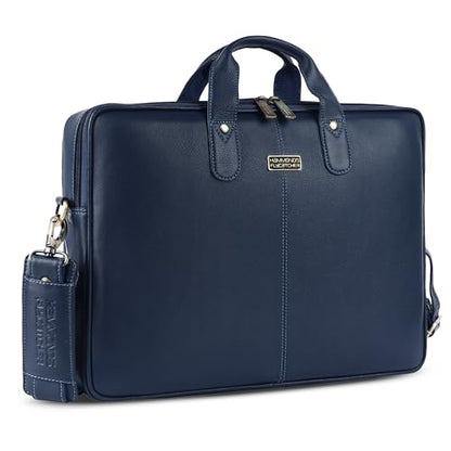 HAMMONDS FLYCATCHER Genuine Leather Laptop Bag for Men, Padded 15.6" Laptop Sleeve, Leather Messenger Bag for Men Briefcases - color: Blue