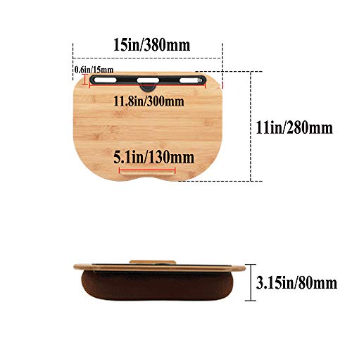 Lap Desk, Laptop Lap Bamboo Desks with Anti-Slip Stopper Removable Pillow Cushion Cover, Right Left Mouse Pad and Wrist Pad, Tablet Phone Holder for Bed Sofa Couch Floor