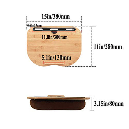 Lap Desk, Laptop Lap Bamboo Desks with Anti-Slip Stopper Removable Pillow Cushion Cover, Right Left Mouse Pad and Wrist Pad, Tablet Phone Holder for Bed Sofa Couch Floor