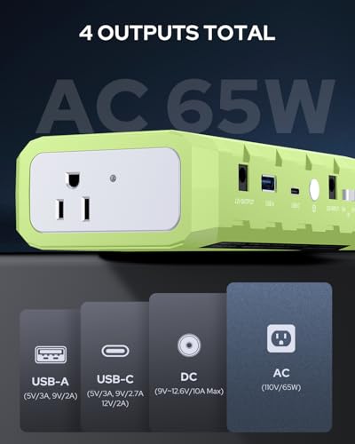 Apowking Power Bank with AC Outlet, 65W Portable Laptop Battery Bank Fast Charging, 88.8Wh 24000mah Power Station for Outdoor Camping PowerBank Travel Home Power Backup - color: Green