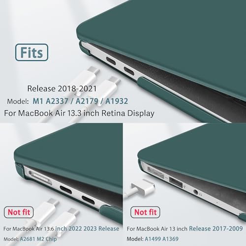May Chen Compatible with New MacBook Air 13 inch Case 2021 2020 2019 2018 Release Model: M1 A2337 A2179 A1932, Plastic Hard Shell Case for Mac Air 13 inch with Retina Display Fits Touch ID, Dark Cyan - color: Dark Cyan