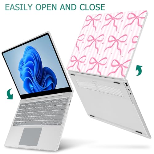 Case for Surface Laptop 5/4/3 13.5", Bows-Stripe | Hard Shell Case with Keyboard Cover & Screen Protector. Fits Surface Laptop 5/4/3 13.5" Metal Palm Rest Models 1951/1868. - color: Bows-Stripe