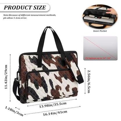 Laptop Sleeve, Laptop Cover with Adjustable Strap Computer Bag Tablet Notebook Sleeves Handbag Messenger Briefcase - color: Brown Cow