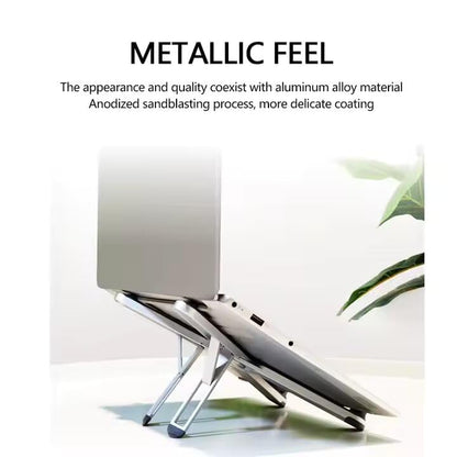 Foldable & Portable Laptop Stand for Desk, Light Weight Alloy Silicon, Ergonomic Aluminum Riser with 7 Adjustable Heights, Compatible with Laptop 10-16' and Tablet - color: moonlight silver