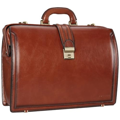 Banuce Italian Full Grain Leather Doctor Bag for Men Lawyer Briefcase | Eco-friendly Leather,Fits 15.6" Latop,Paded Laptop Compartment,Ergonomic Handle,with Lock,Shoulder Strap,Work,Business Travel