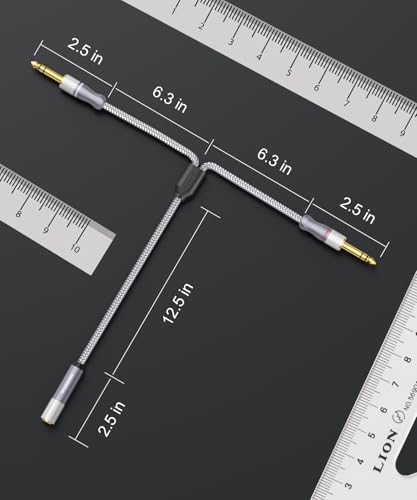 1/4" Splitter Cable 2 Feet/60CM,Microphone Splitter 1 Female to 2 Male TRS 1/4 inch Splitter 6.35mm Stereo Female Plug to Dual 6.35mm Male-Grey - size: 2ft/60CM-1PACK, style: 1/4" Splitter 1 Female to 2 Male