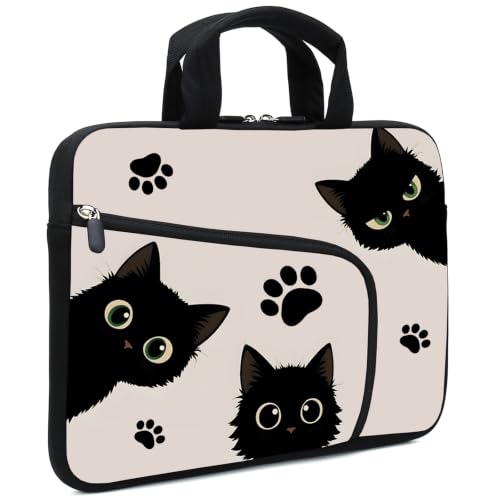 15Inch Laptop Sleeve Carrying Bag with Handle， Front Pocket for Placing Power Adapter and Mouse for men women - color: Cat-3