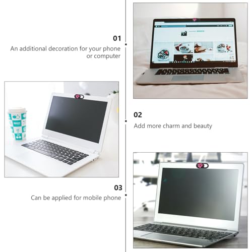 BESPORTBLE 3pcs Adhesive Laptop and Tablet Camera Privacy Covers with Heart Pattern, Ultra-Thin Sliding Webcam Covers for Computers and Phones, Anti-Peeping Privacy Protection for Office