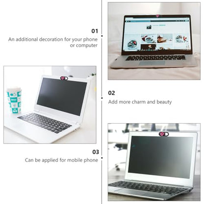 BESPORTBLE 3pcs Adhesive Laptop and Tablet Camera Privacy Covers with Heart Pattern, Ultra-Thin Sliding Webcam Covers for Computers and Phones, Anti-Peeping Privacy Protection for Office