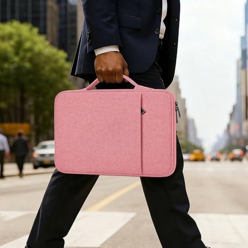 ProElife 13 Inch Laptop Sleeve for MacBook Neo, Retractable Handle, Pink | Precision Fit, Soft Inner Lining Padded, Anti-Scratch, Extra Attached Pocket, Travel Carry Laptop Bag for Home Office - color: Pink