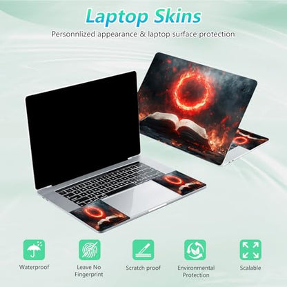 Laptop Skin Sticker Decal 12"-15.6" Universal Laptop/Notebook/Netbook Vinyl - Waterproof Scratch Resistant,Fits HP Dell Lenovo MacBook,2 Free Wrist Pads,Easy Apply & Remove,Fire Retro Book - color: Fire Retro Book