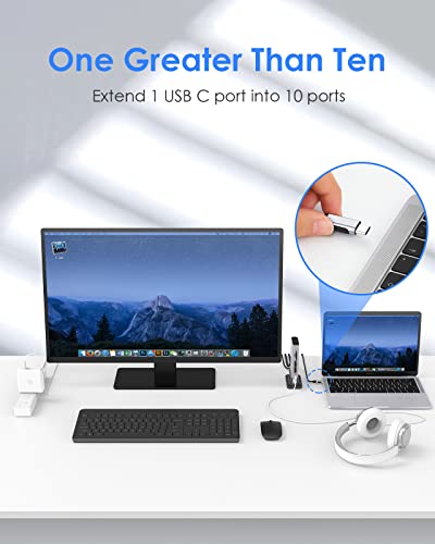 LENTION 10-in-1 USB C Docking Station with Dual Monitor (4K HDMI & 1080P VGA), 100W PD, 1000M Ethernet, 3xUSB 3.0, SD/TF, Vertical Design for 2026-2016 MacBook Pro/Air/Neo, Dell, HP, Surface Laptop - color: Silver