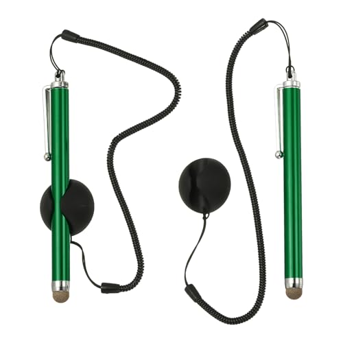 PATIKIL 2 Pcs Screen Capacitive Pen with Spring Rope Fixing Dock High Sensitivity for Mobile Phone Car Navigation GPS POS Tablet Laptop, Green - color: Green