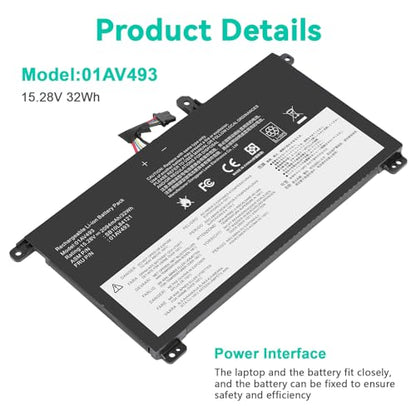 Futurebatt 00UR891 01AV493 SB10L84122 Laptop Battery Replacement for Lenovo ThinkPad T570 T580 P51S P52S Series 00UR890 00UR892 SB10L84121 SB10L84122 SB10L84123 - size: 01AV493 8.78 4.88 1.06in