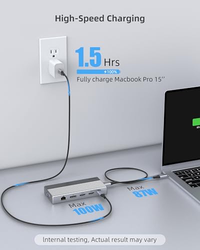 Laptop USB c Docking Station 4 Monitors,lsikmc 13-in-1 usbc Hub with Dual HDMI 4k,DP 4k, VGA, 100W PD, Gigabit Ethernet,3*USB 3.0/USB-c,SD/TF Card Reader,3.5Audio, Computer Dock for Dell/HP/Lenovo - style: 13 Ports 2 HDMI + 1 DisplayPort + 1 VGA