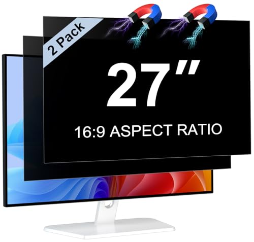 2 Pack] Magnetic Computer 27 Inch Privacy Screen for 16:9 Aspect Ratio | Widescreen Monitor, Anti Glare Blue Light Protector Shield Filter for Eyes, Removable Computer Monitor Privacy Screen 27 inch - size: Computer Monitor 27Inch-2Pack