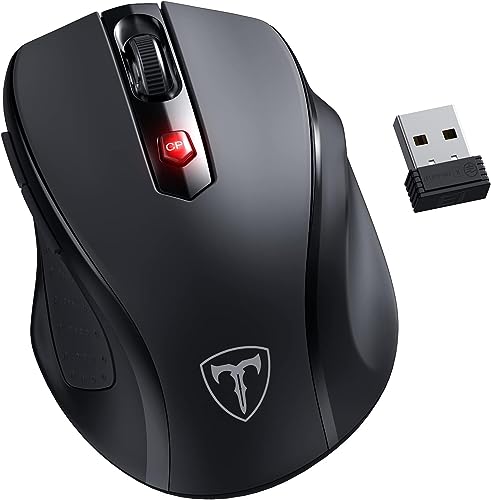 HOTWEEMS Wireless Mouse, D-09 Computer Mouse USB Cordless Mice for Laptop, Ergo Grips, Lightspeed 5-Level 2400 DPI, 16 Months Battery, Portable for PC Mac Chromebook (Black) - color: Black, size: 1 Pack