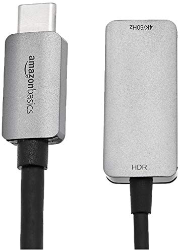 Amazon Basics USB-C 3.1 Male to HDMI Female Adapter for Phone and Tablet, 4K@60Hz, Portable, Plug and Play, Gray, 1.69 x 1.45 x 0.43 inches