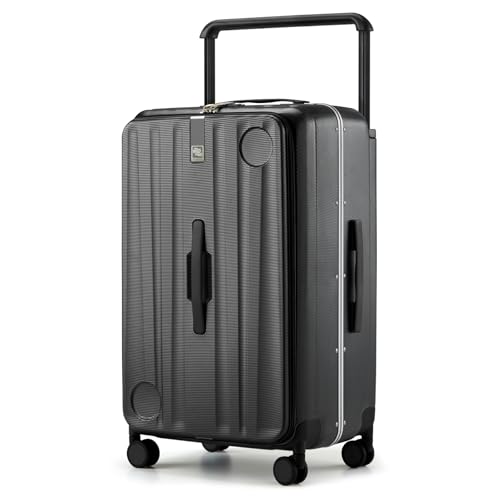 Hanke Multifunctional 26 Inch Hard Shell Suitcases with Wheels Travel Approved Luggage Large Rolling Suitcase Checked Luggage for Women Men(Jet Black) - color: Jet Black, size: Multifunctional Checked 26 Inch