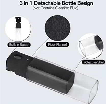 Screen Cleaner Spray Kit – 3-in-1 Detachable Design with Built-in 10mL Spray Bottle, Microfiber Cloth & Protective Shell – for Phone, Tablet, Laptop, Car Display & Touchscreens