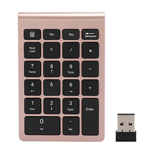 Keenso Number Pad, Wireless Numeric Keypad with Ergonomic Design, 22 Keys Portable Keyboard for Laptop Users, Compatible with and (Pink Gold) - color: Pink Gold