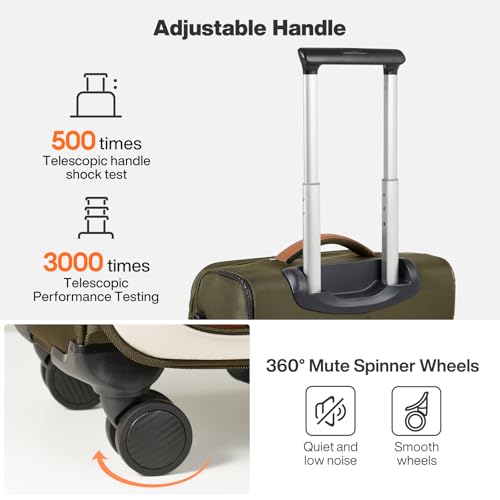 mixi Carry On Luggage 20 Inch Softside Suitcase, Tea Brown-Off White | Front Pocket, 22x14x9 Airline Approved, Rolling Spinner Wheels, TSA Lock, Lightweight - color: Tea Brown-Off White