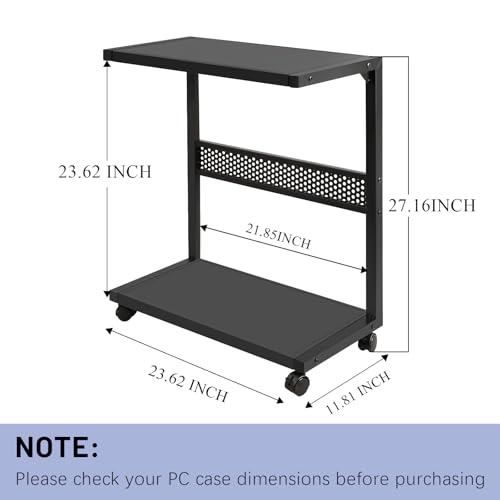 Bfttlity Large Computer Tower Stand 2-Tier Metal PC Stand for Floor Carpet | Under Desk Mobile CPU Stand for Most Computer Towers, 17.52"L x 27.16 "H - size: Extra Large-Black
