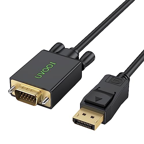 Display Port to VGA Cable 6FT, DisplayPort DP to VGA Male Adapter Cord Gold-Plated Compatible for Dell, HP Lenovo, ASUS and More