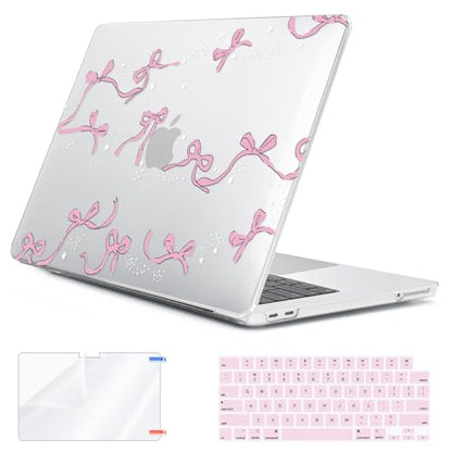 Compatible with MacBook Neo 13 inch Case 2026 Release A3404 with A18 Pro Chip & Liquid Retina Display, Slim Protective Hard Shell Case & Keyboard Cover & Screen Protector & Webcam Cover, Bows - color: Bows