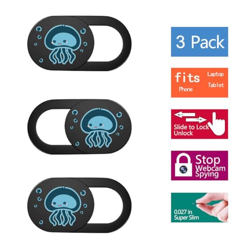 SIREG Webcam Cover Ultra Thin - Web Camera Cover fits Laptop,Tablet,PC,Computer, Smartphone, Protect Your Privacy and Security,Strong Adhesive (Jellyfish B- 3 Pack) - color: Jellyfish B- 3 pack