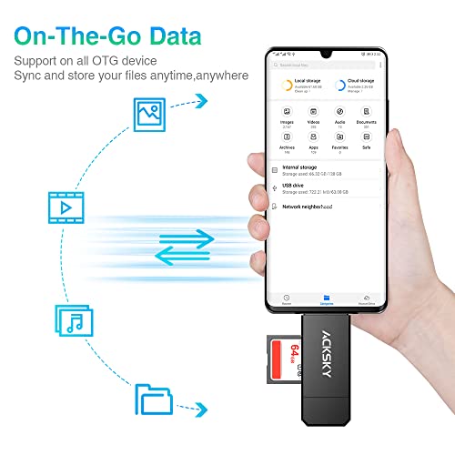 USB C SD Card Reader & USB 3.0 Micro SD Adapter, High-Speed Memory Card Reader for SD/Micro SD/SDHC/SDXC/MMC, Type-C SD Card Reader Compatible with MacBook/PC/Android/Camera/Laptop