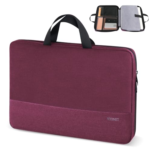 Ytonet Laptop Case 16 inch, 15-15.6 Inch Laptop Sleeve Cover with Handle | Compatible with HP Dell Lenovo Asus Notebooks, Computer Carrying Case, TSA, Protective, Slim, for Women, Purple Red - color: Purple Red, size: 16 inch