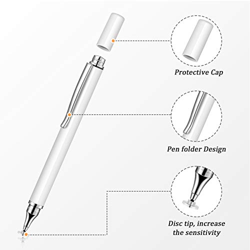 8 Pieces Capacitive Stylus Pens for Touch Screen, Universal Disc Fine Point Stylus Pens for Most Touch Screen Smart Devices, 4 Colors